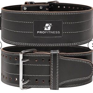 Black Leather Weightlifting Belt - Heavy Duty Support